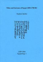 Titles and Bureaux of Egypt 1850-1700 Bc (Ghp Egyptology) 0954721802 Book Cover
