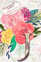 Composition Book: Monogram Initial Letter J Floral Wild Garden Botanical Alphabet Watercolor on Colorful Rose, Pink and Yellow Flowers for Women and Girls 1089225423 Book Cover