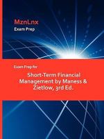 Exam Prep for Short-Term Financial Management by Maness & Zietlow, 3rd Ed 1428869859 Book Cover