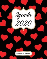 Agenda 2020 Mensuel Et Semainier: Calendrier, Organisateur, Objectifs et Liste de Souhaits Janvier � D�cembre 2020 Rouge Coeur Motif, Noire Couverture 1710327502 Book Cover