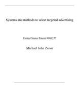 Systems and methods to select targeted advertising: United States Patent 9986277 B08QZSYS1M Book Cover