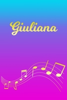 Giuliana: Sheet Music Note Manuscript Notebook Paper Pink Blue Gold Personalized Letter G Initial Custom First Name Cover Musician Composer Instrument Composition Book 12 Staves a Page Staff Line Note 1706630239 Book Cover