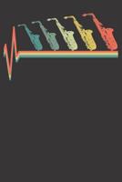 Notebook: College Ruled 6x9 120 Pages Saxophone Jazz Musician Heartbeat Retro Vintage Gift 1082233056 Book Cover