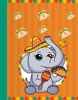 Notebook: Kawaii Elephant Mexican Taco Handwriting Paper 9 Double Lines with Dotted Middle Line Guide for Children Sheets - 110 pages 8.5" x 11" Writing Paper for Kindergarten Kids, Students, Teens an 1699584605 Book Cover