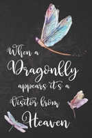 When A Dragonfly Appears It's A Visitor From Heaven: Dragonfly Remembrance Journal, blank lined notebook Decorated interior pages with dragonflies 1686648871 Book Cover