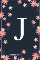J Notebook: Monogram Initial J Notebook for Women and Girls, Pink & Blue Floral Cover 1081785101 Book Cover