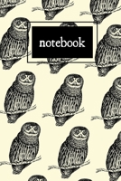 Owl print black and cream notebook: novelty notebook 6x9 1672772060 Book Cover