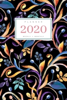 Planner 2020 Weekly Monthly: 6x9 Full Year Notebook Organizer Small 12 Months - Jan to Dec 2020 Watercolor Decorative Floral Design Black 1698936214 Book Cover
