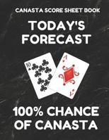 Canasta Score Sheet Book: Scorebook of 100 Score Sheet Pages For Canasta Games (Includes both American and Classic Rules), 8.5 By 11 Inches, Funny Forecast Black Cover 1797505416 Book Cover