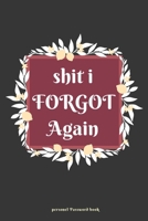 Shit I Forgot Again: Internet Password Organizer & Logbook with, Alphabetical Tabs Large Print, easy organization online account details/ 6" x 9" size book, small enough to keep in your desk drawer/ 1 B083XW62F1 Book Cover
