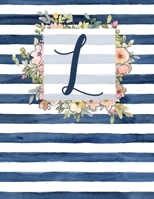 L: Letter L Monogram Initial Notebook - 8.5" x 11" - 100 pages, Dot Bullet Grid Pages- Watercolor Floral Notebook 1686994974 Book Cover