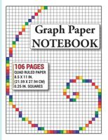 Graph Paper Notebook: Coloring Grid Paper Notebook, Quad Ruled, 106 Pages (Large, Letter, 8.5 x 11), .25 Inch Squares 1796782181 Book Cover