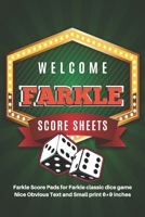 Farkle Score Sheets: V.2 Elegant design Farkle Score Pads 100 pages for Farkle Classic Dice Game Nice Obvious Text Small size 6*9 inch (Gift) 1676530770 Book Cover