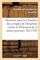 Mémoire pour la Chambre des comptes de Dauphiné contre le Parlement de la même province 2329358695 Book Cover