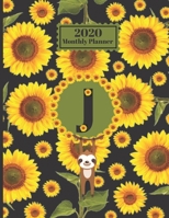 2020 Monthly Planner: Smiling Sloth Sunflowers Personalized Monogram Initial J Letter J Appointment Calendar Organizer And Journal For Writing 1710173068 Book Cover