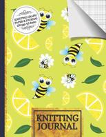 Knitting Journal: Cute Bees and Lemons Knitting Journal to Write in, Half Lined Paper, Half Graph Paper (4:5 Ratio) 1096793156 Book Cover