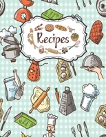 Recipes Notebook: Personal Cookbook To Write In Perfect For Girl Design With Cooking Delicious Food Sketch On The Squared Background 1676127038 Book Cover