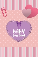 Baby Log Book: baby daily breastfeeding feeding newborn twin record and tracker journal log book nanny Gift / log book fornewborns or twins /Purple Heart Pink Cover B083XT1DZ3 Book Cover
