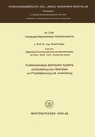 Funktionsanalyse technischer Systeme und Erstellung von Hilfsmitteln zur Produktplanung und -entwicklung 3531027360 Book Cover