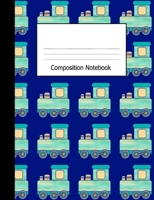 Composition Notebook: Wide Ruled Notebook Toy Trains on Blue Design Cover 1089122365 Book Cover