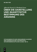 �ber die Darstellung und quantitative Bestimmung des Arginins 3111273105 Book Cover