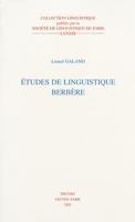 Etudes de Linguistique Berbere 9042911808 Book Cover