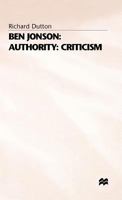 Ben Jonson: Authority: Criticism 0333629817 Book Cover