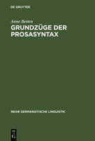 Grundzüge der Prosasyntax 3484310820 Book Cover