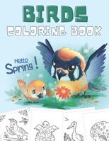 Hello Spring! - Birds Coloring Book: Coloring Book For Kids & Toddlers, 42 Unique Illustrations, Practice For Stress Relief B08LNJLFTZ Book Cover