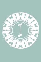 I: Initial I Monogram Notebook Journal Gift Pale blue Butterfly Circle design 1673349943 Book Cover