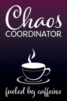 Chaos Coordinator Fueled By Caffeine: College Ruled Notebook - Black & Purple Gradient Cover 1088457762 Book Cover