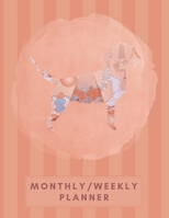 Monthly/Weekly Planner: Striped Orange Japanese Origami Dog Weekly Planner + Monthly Calendar Views 12 Month Agenda Planner Gift For Dog Lovers 1676075771 Book Cover