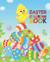 EASTER COLORING BOOK: Easy to color, The book contains paired pages with the colored drawing on the left page and the outline with thick lines on the right page B0CVXVZRWN Book Cover