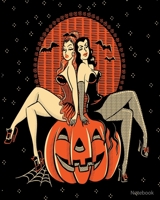 Notebook: Halloween Themed Notebook with Vintage Halloween Pinups, college ruled, 120 pages 1087114357 Book Cover