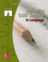 Achieving Tabe Success in Language, Level a Workbook 0077044584 Book Cover