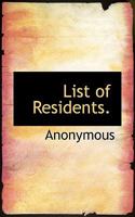 List of Residents. 052698158X Book Cover