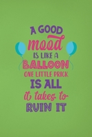 A Good Mood Is Like A Balloon... One Little Prick Is All It Takes To Ruin It: Notebook Journal Composition Blank Lined Diary Notepad 120 Pages Paperback Green Solid Balloon 1712305999 Book Cover