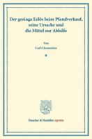 Der Geringe Erlos Beim Pfandverkauf, Seine Ursache Und Die Mittel Zur Abhilfe 3428162226 Book Cover