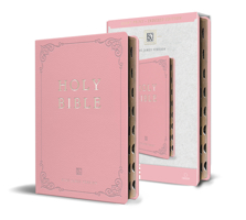 KJV Holy Bible, Giant Print Large format, Pink Premium Imitation Leather with Ri bbon Marker, Red Letter, and Thumb Index B0CRYPC34Y Book Cover