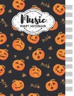 Music Sheet Notebook: Blank Staff Manuscript Paper with Halloween Pumpkins Themed Cover Design 1704126703 Book Cover