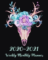 2020 - 2021 Weekly Monthly Planner: Awesome Skull with Floral Crown, Jan 2020 - Dec 2021 24 Month Planner With To Do List for Your Goals, Skull Gifts for Women and Girls 1694697924 Book Cover
