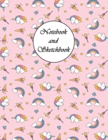 Unicorn Notebook and Sketchbook: Cute Unicorn Workbook for Girls Teens Students for Home School, 110 Pages, 8.5 x 11, For Drawing, Sketching, 50 Lined Pages, 50 Blank Pages 1677169540 Book Cover