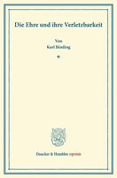 Die Ehre Und Ihre Verletzbarkeit (1892) 116108116X Book Cover