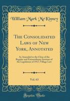 The Consolidated Laws of New York, Annotated, Vol. 63: As Amended to the Close of the Regular and Extraordinary Sessions of the Legislature of 1917; Village Law (Classic Reprint) 0260228222 Book Cover