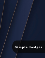 Simple Ledger: Easy Tracking and Recording Log Debits and Credits for Finance Accounting's Cash Bookkeeping Journal Glossy Cover Design for Blue Golden Line 1677748370 Book Cover