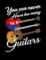 You Can Never Have Too Many Guitars: Guitarist's Guitar Chord and Tablature Staff Music Paper (100 Blank Pages - 8.5 x 11) 1692435264 Book Cover
