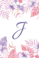 J: Initial J Monogram Notebook Journal Gift Pink and Purple Tropical Floral design (Tropical Treasure Monogram Journals) 1698179995 Book Cover