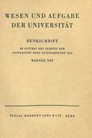 Wesen Und Aufgabe Der Universitaet: Denkschrift Im Auftrag Des Senates Der Universitaet Bern 3261006137 Book Cover