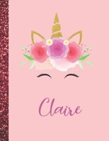 Claire: Claire Marble Size Unicorn SketchBook Personalized White Paper for Girls and Kids to Drawing and Sketching Doodle Taking Note Size 8.5 x 11 1658397754 Book Cover