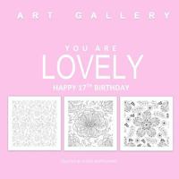 Lovely Happy 17th Birthday: Adult Coloring Books Birthday in All D; 17th Birthday Gifts for Girls in Al; 17th Birthday in Al; 17th Birthday Party Supplies in Al; 17th Birthday Decorations in Al; 17th  1523710993 Book Cover